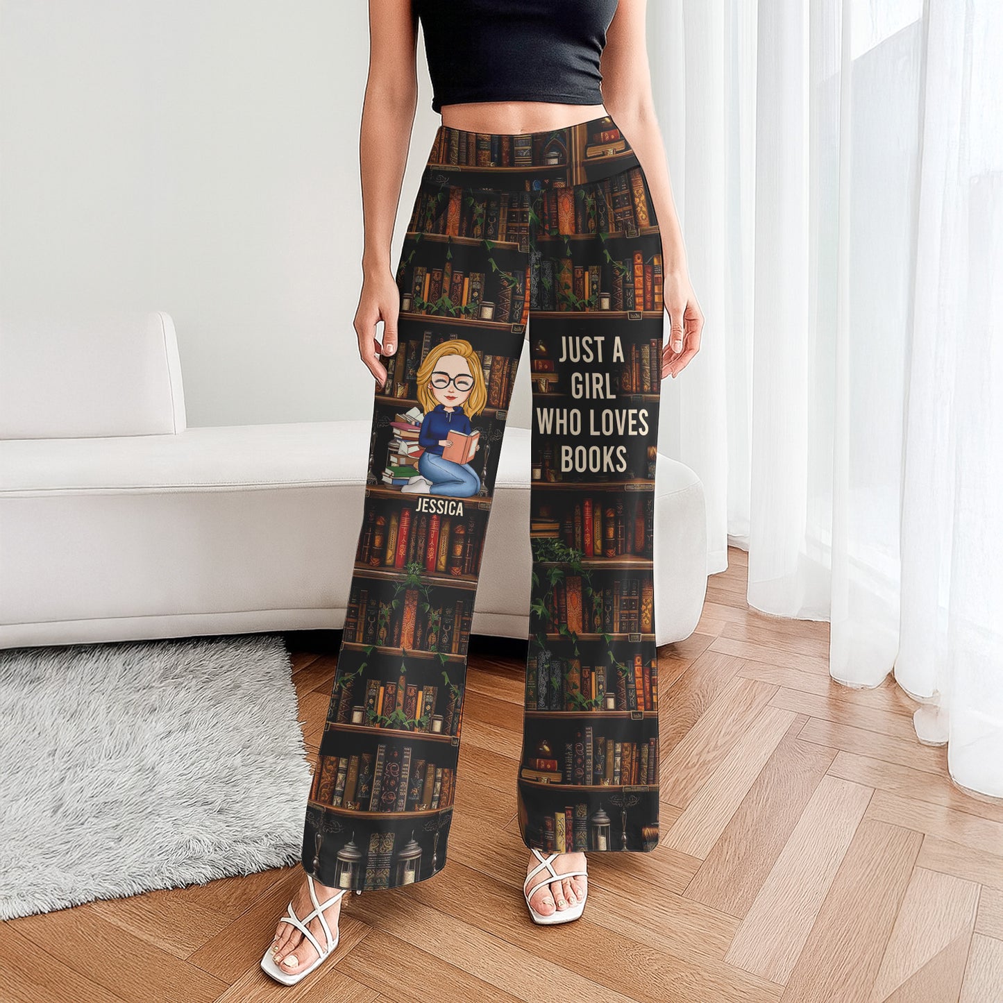 Just A Girl Who Loves Books - Personalized Wide Leg Pants