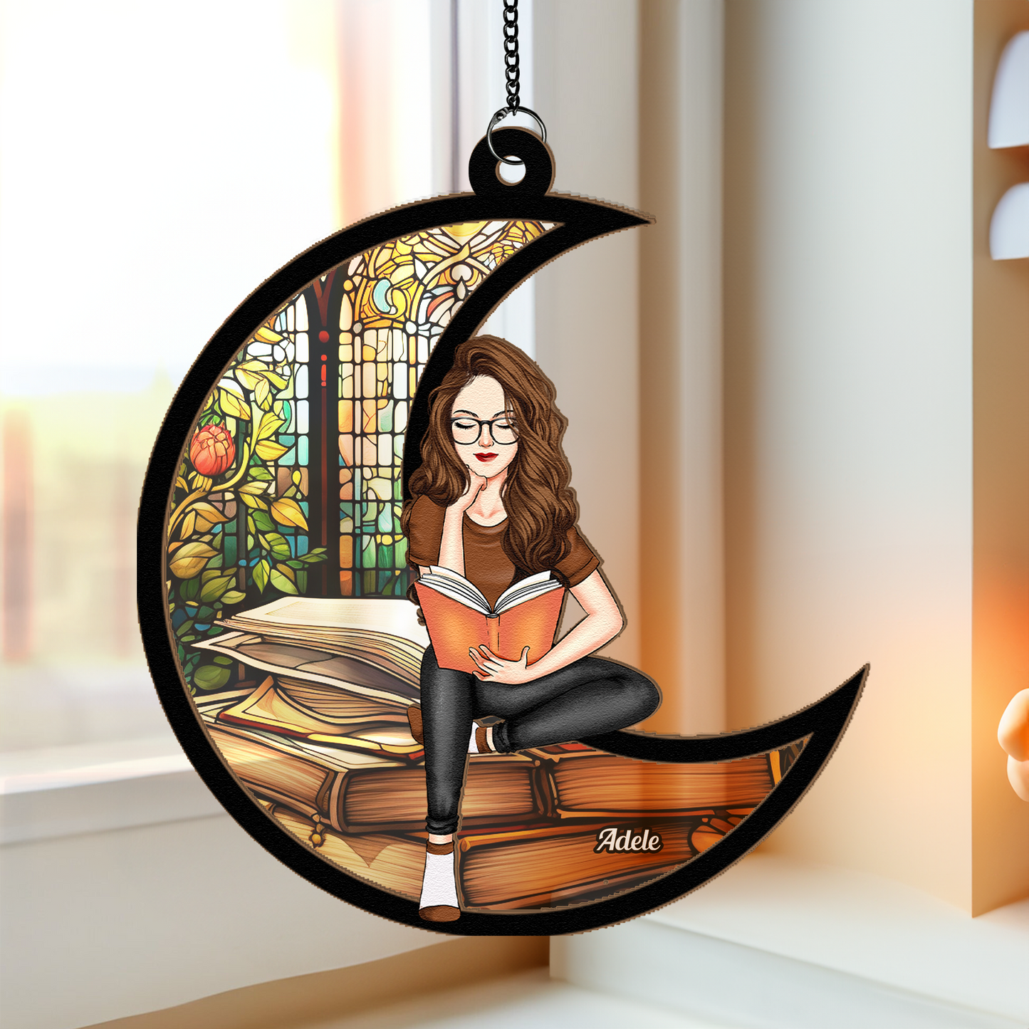 Just A Girl Who Loves Books - Personalized Window Hanging Suncatcher Ornament