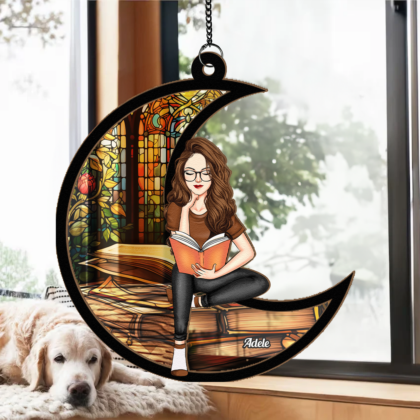 Just A Girl Who Loves Books - Personalized Window Hanging Suncatcher Ornament