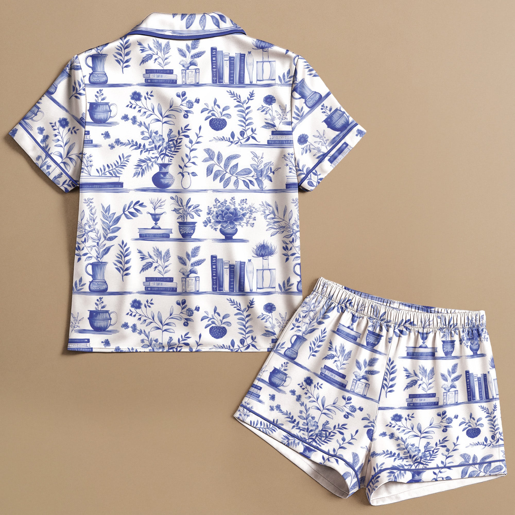 Just A Girl Who Loves Books Toile De Jouy - Personalized Satin Pajama Set