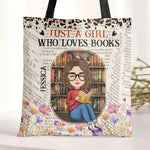 Just A Girl Who Loves Books Vintage Floral Style - Personalized Tote Bag