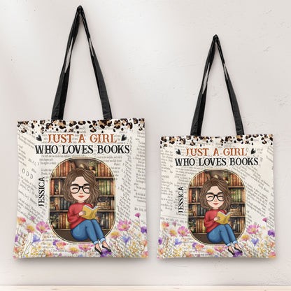 Just A Girl Who Loves Books Vintage Floral Style - Personalized Tote Bag