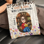 Just A Girl Who Loves Books Vintage Floral Style - Personalized Tote Bag