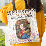 Just A Girl Who Loves Books Vintage Floral Style - Personalized Tote Bag
