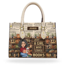 Just A Girl Who Loves Books Vintage - Personalized Leather Bag