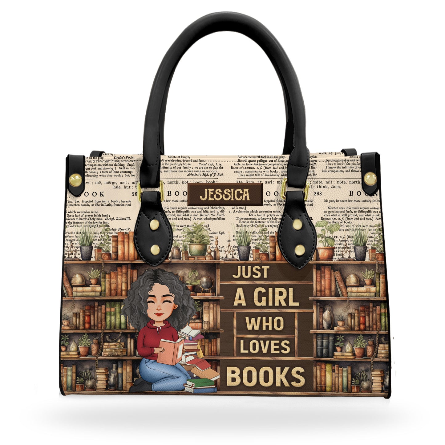 Just A Girl Who Loves Books Vintage - Personalized Leather Bag