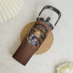 Just A Girl Who Loves Books-Wood Effect - Personalized 30oz Tumbler With Handle