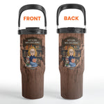 Just A Girl Who Loves Books-Wood Effect - Personalized 30oz Tumbler With Handle