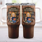 Just A Girl Who Loves Books-Wood Effect - Personalized 40oz Tumbler With Straw