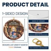 Just A Girl Who Loves Books - Wood Effect - Personalized Ceramic Ornament - Gift For Daughter