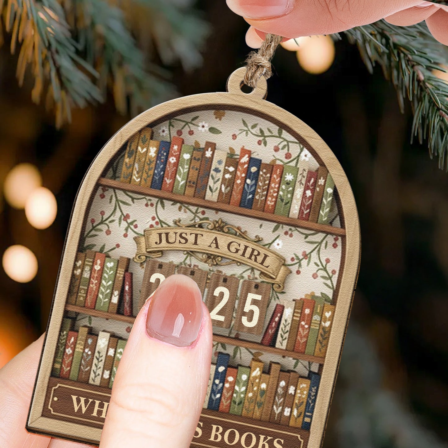 Just A Girl Who Loves Books - Wooden Ornament