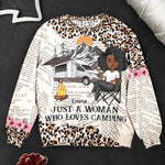 Just A Girl Who Loves Camping Leopard Pattern - Personalized 3D Printed Sweatshirt
