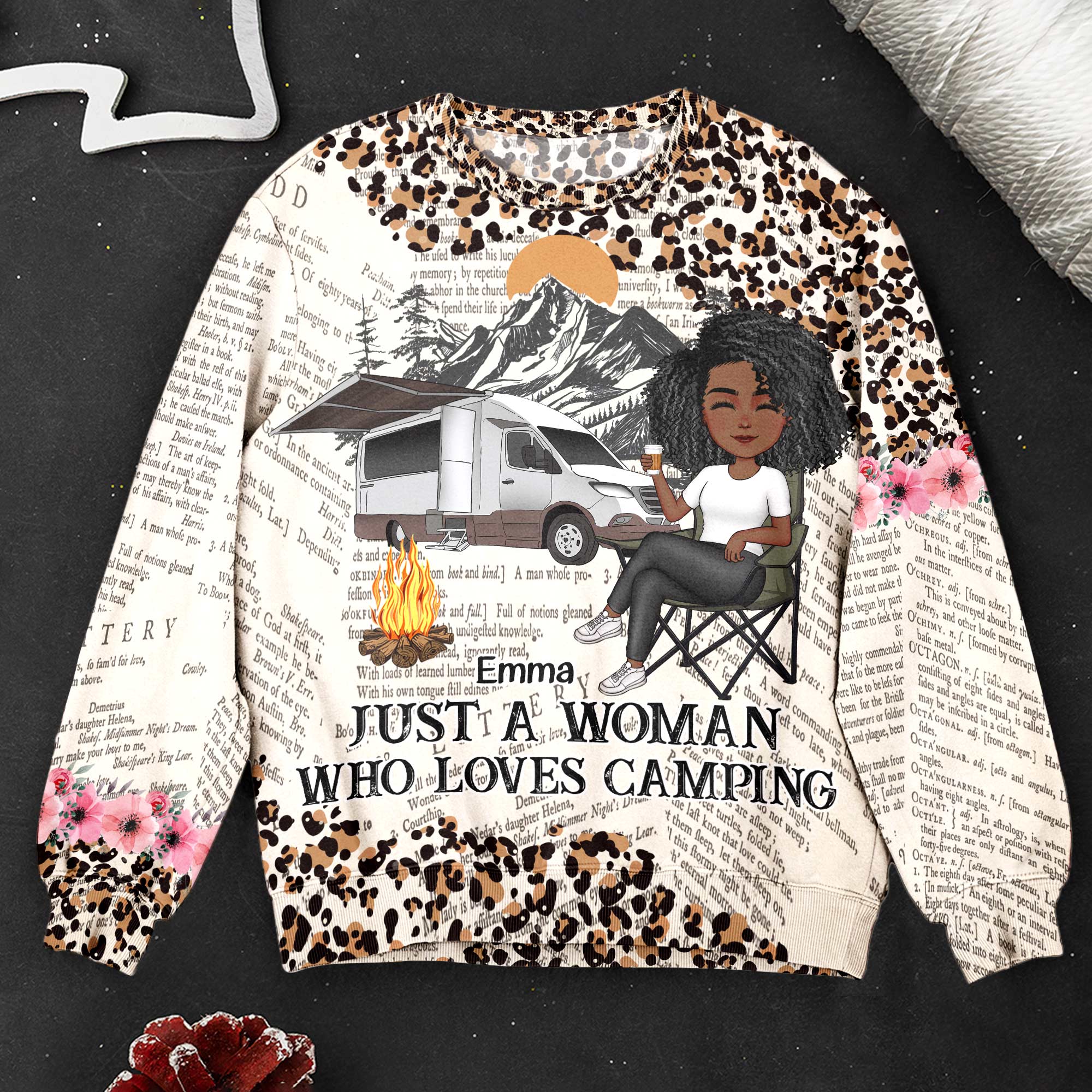 Just A Girl Who Loves Camping Leopard Pattern - Personalized 3D Printed Sweatshirt