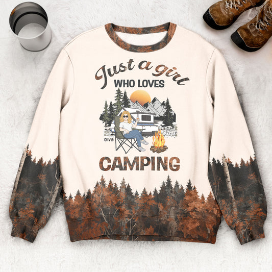 Just A Girl Who Loves Camping - Personalized 3D Printed Sweatshirt