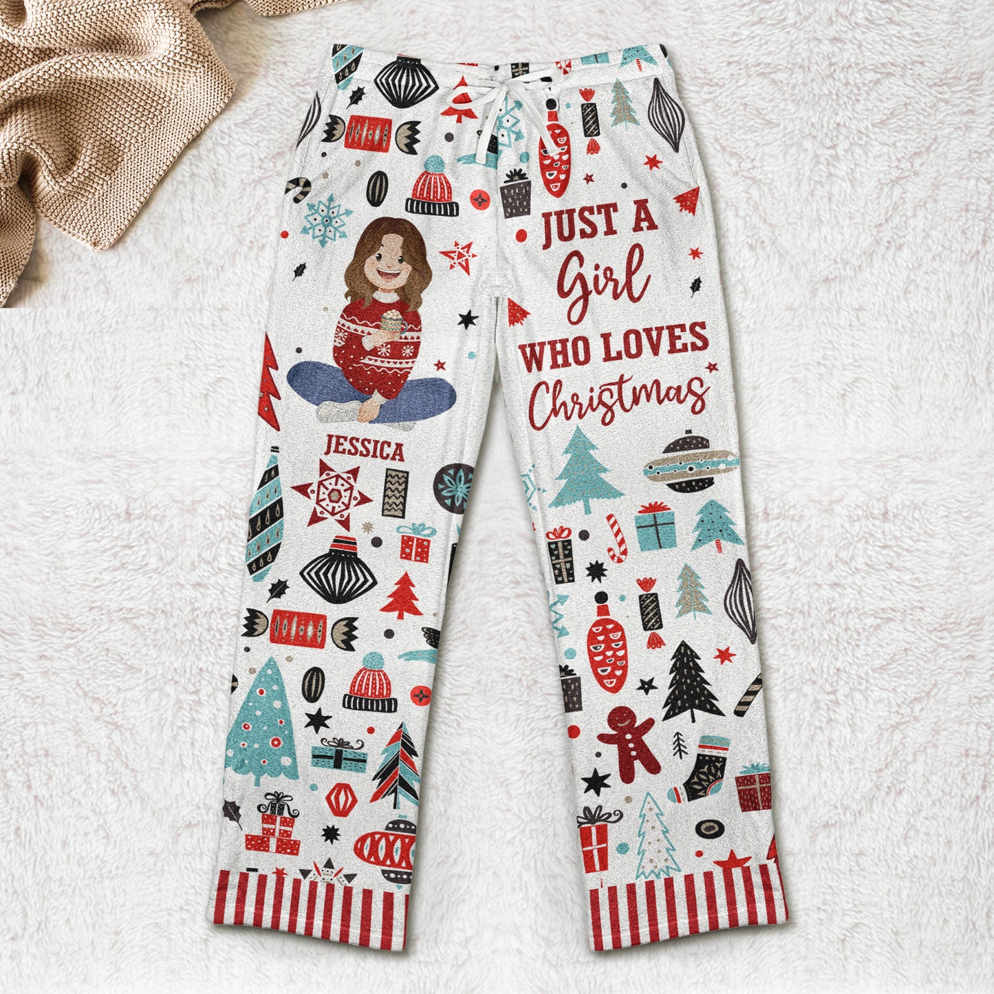 Just A Girl Who Loves Christmas Gift For Her - Personalized Fleece Pajama Pants