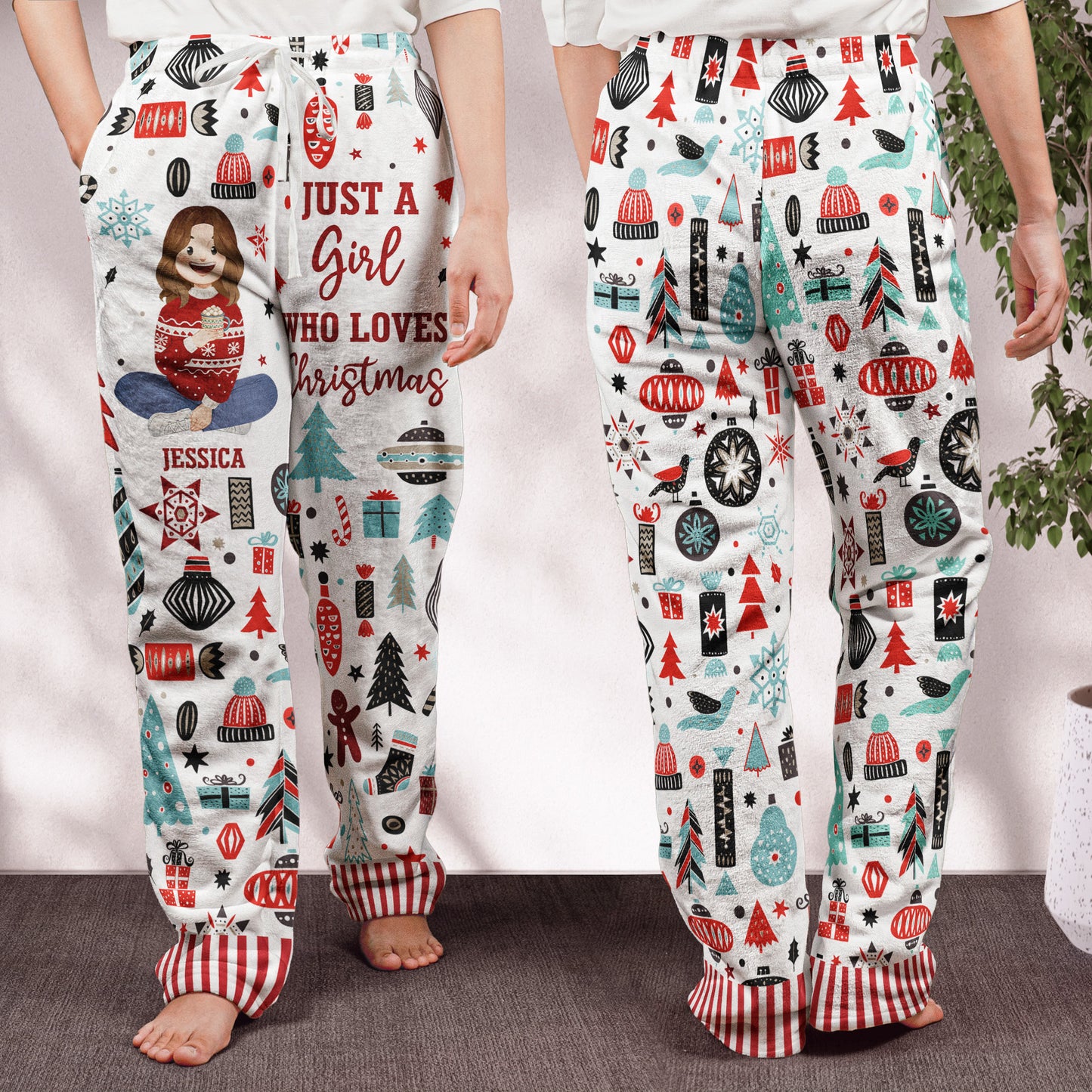 Just A Girl Who Loves Christmas Gift For Her - Personalized Fleece Pajama Pants
