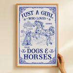 Just A Girl Who Loves Dogs And Horses Toile De Jouy - Personalized Poster