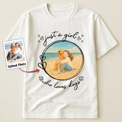 Just A Girl Who Loves Dogs Cartoon Version - Personalized Photo Shirt