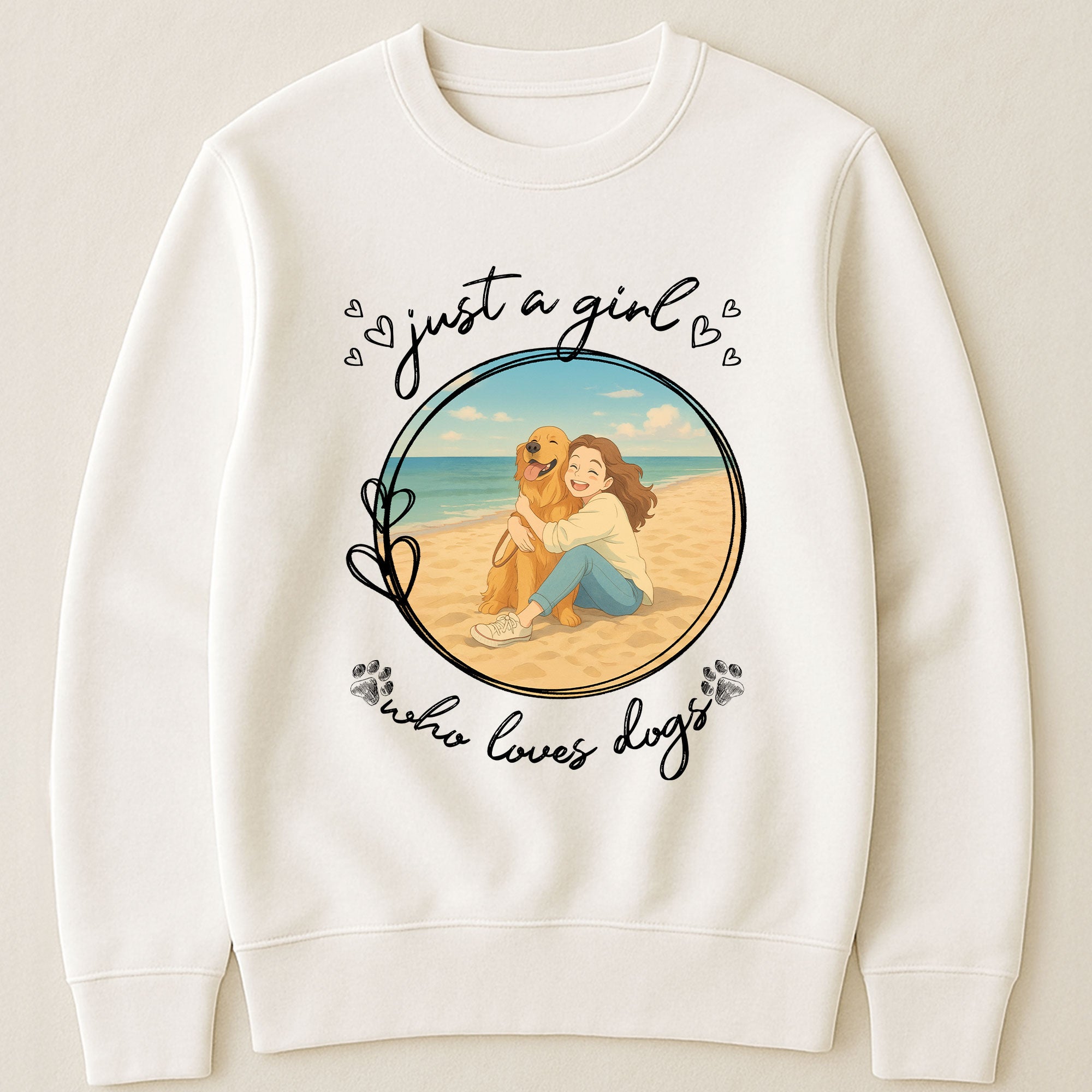 Just A Girl Who Loves Dogs Cartoon Version - Personalized Photo Shirt