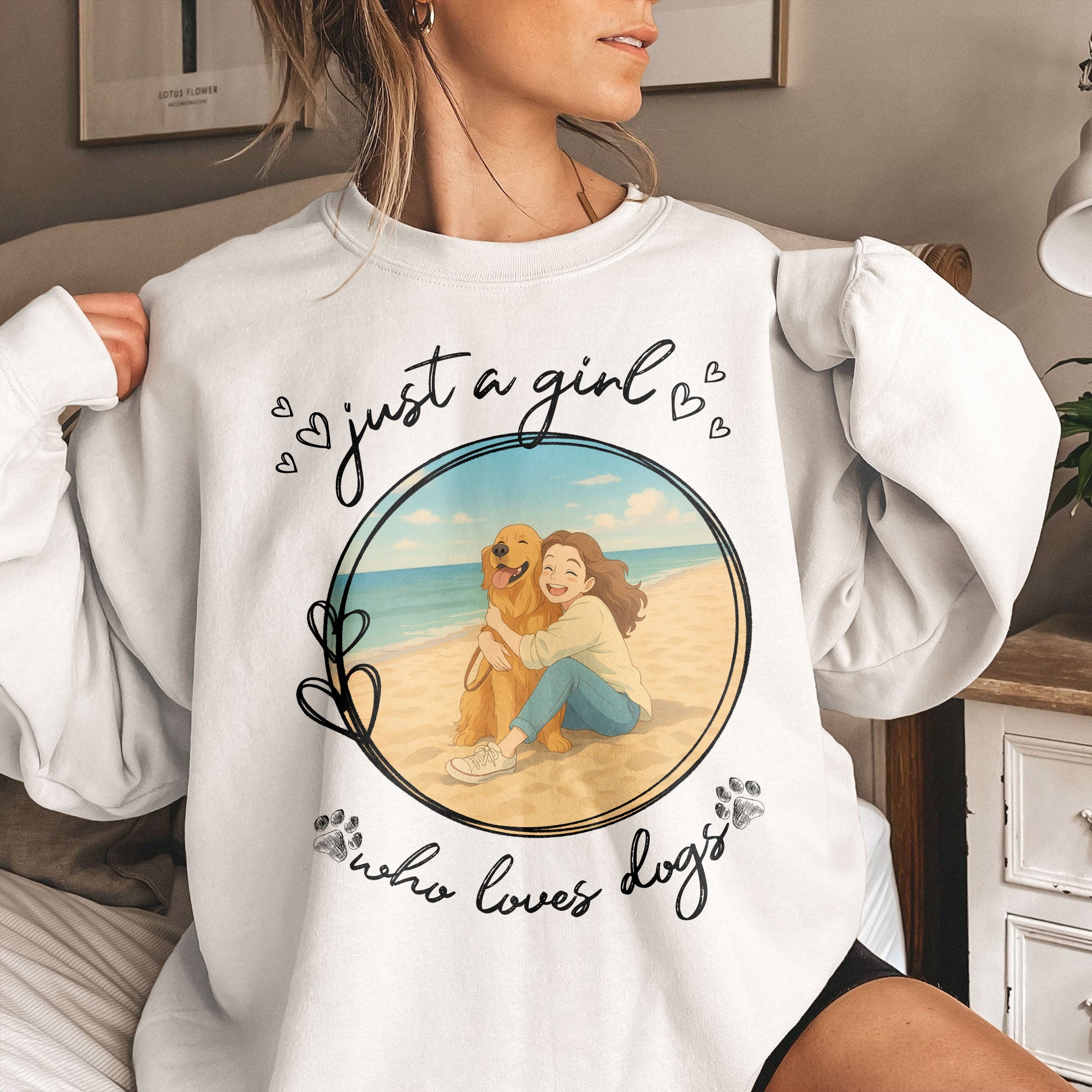 Just A Girl Who Loves Dogs Cartoon Version - Personalized Photo Shirt
