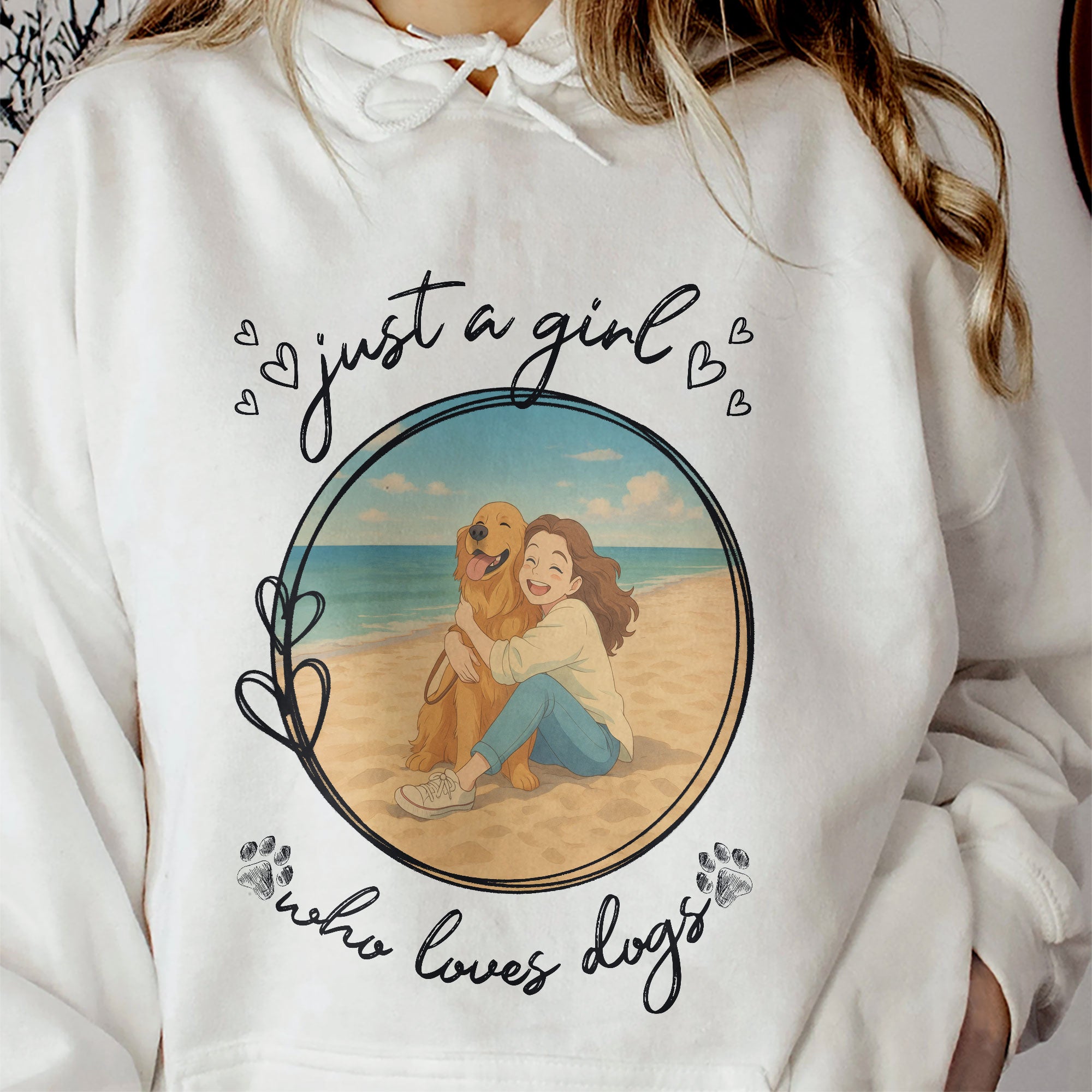Just A Girl Who Loves Dogs Cartoon Version - Personalized Photo Shirt