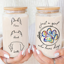 Just A Girl Who Loves Dogs Custom Dog Ears - Personalized Clear Glass Cup