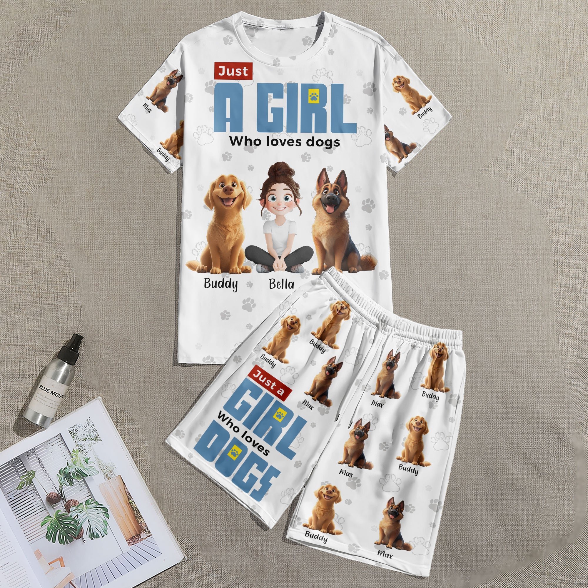 Just A Girl Who Loves Dogs - Personalized Pajama Shorts Set