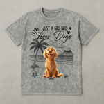 Just A Girl Who Loves Dogs - Personalized Acid Wash T‑Shirt