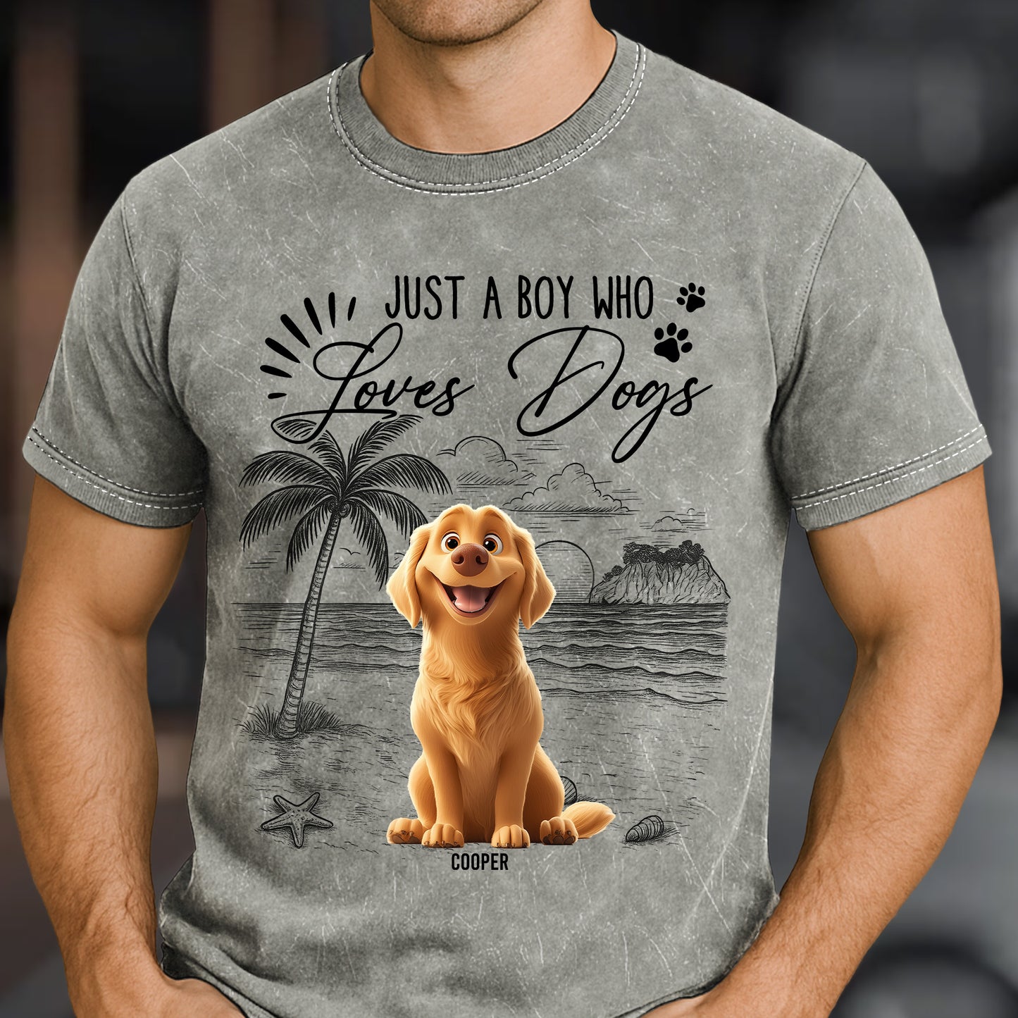 Just A Girl Who Loves Dogs - Personalized Acid Wash T‑Shirt