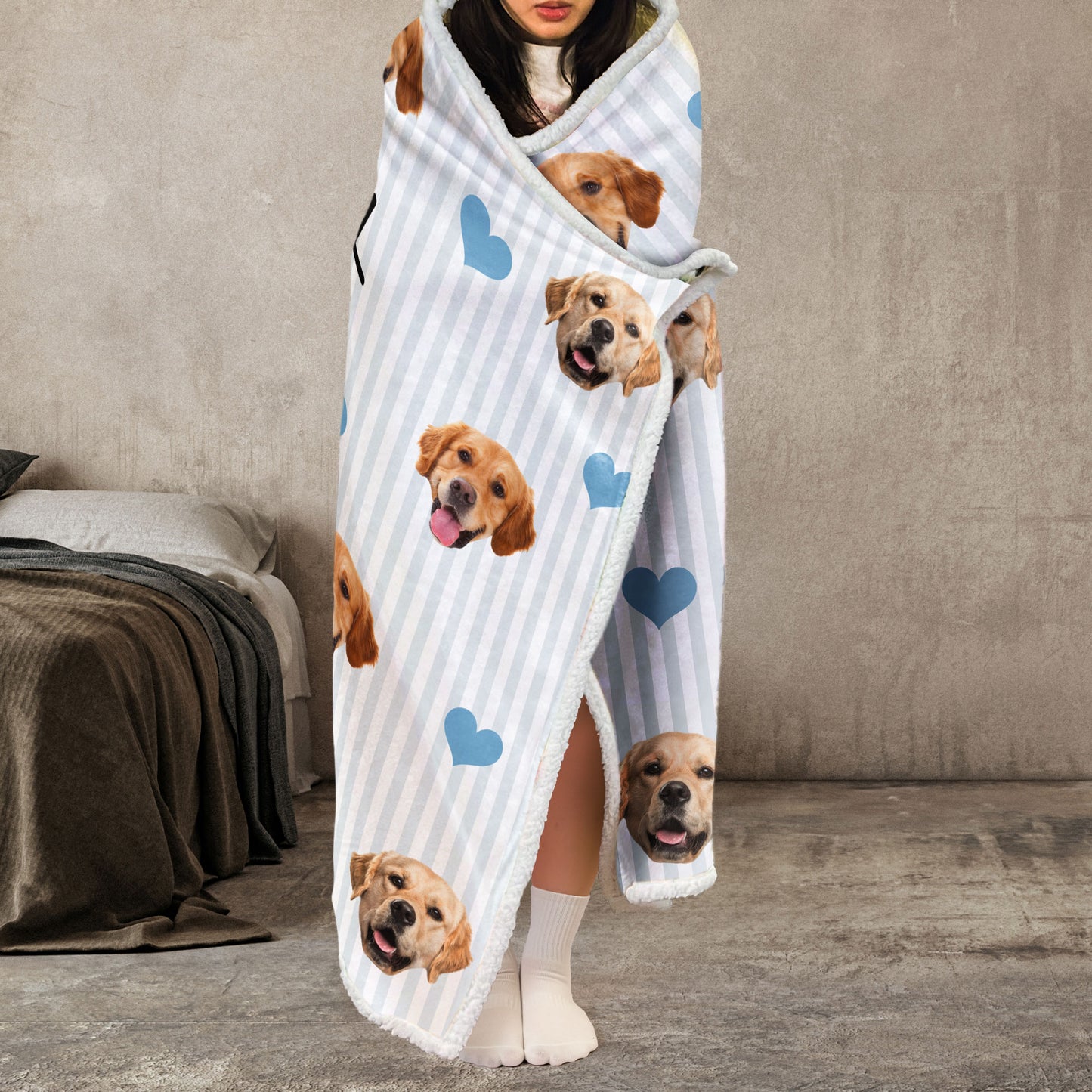 Just A Girl Who Loves Dogs - Personalized Photo Wearable Blanket Hoodie