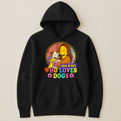 Just A Girl Who Loves Dogs Simpsonized Portrait - Personalized Photo Shirt