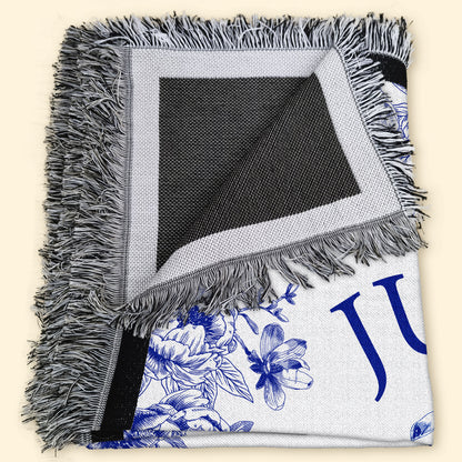Just A Girl Who Loves Dogs Toile De Jouy Chinoiserie - Personalized Woven Blanket