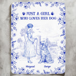 Just A Girl Who Loves Her Dogs Toile De Jouy French Style - Personalized Blanket