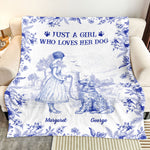 Just A Girl Who Loves Her Dogs Toile De Jouy French Style - Personalized Blanket
