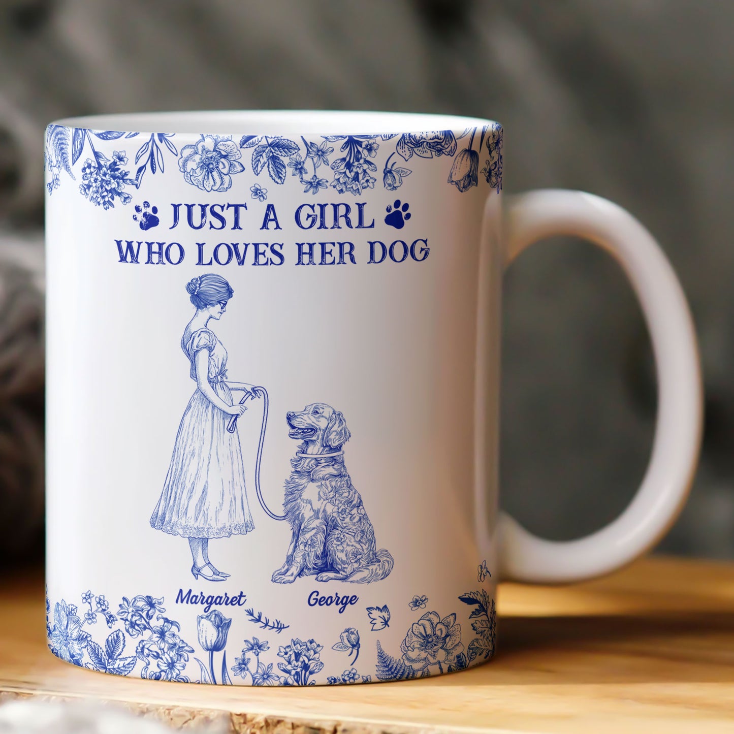 Just A Girl Who Loves Her Dogs Toile De Jouy - Personalized Mug