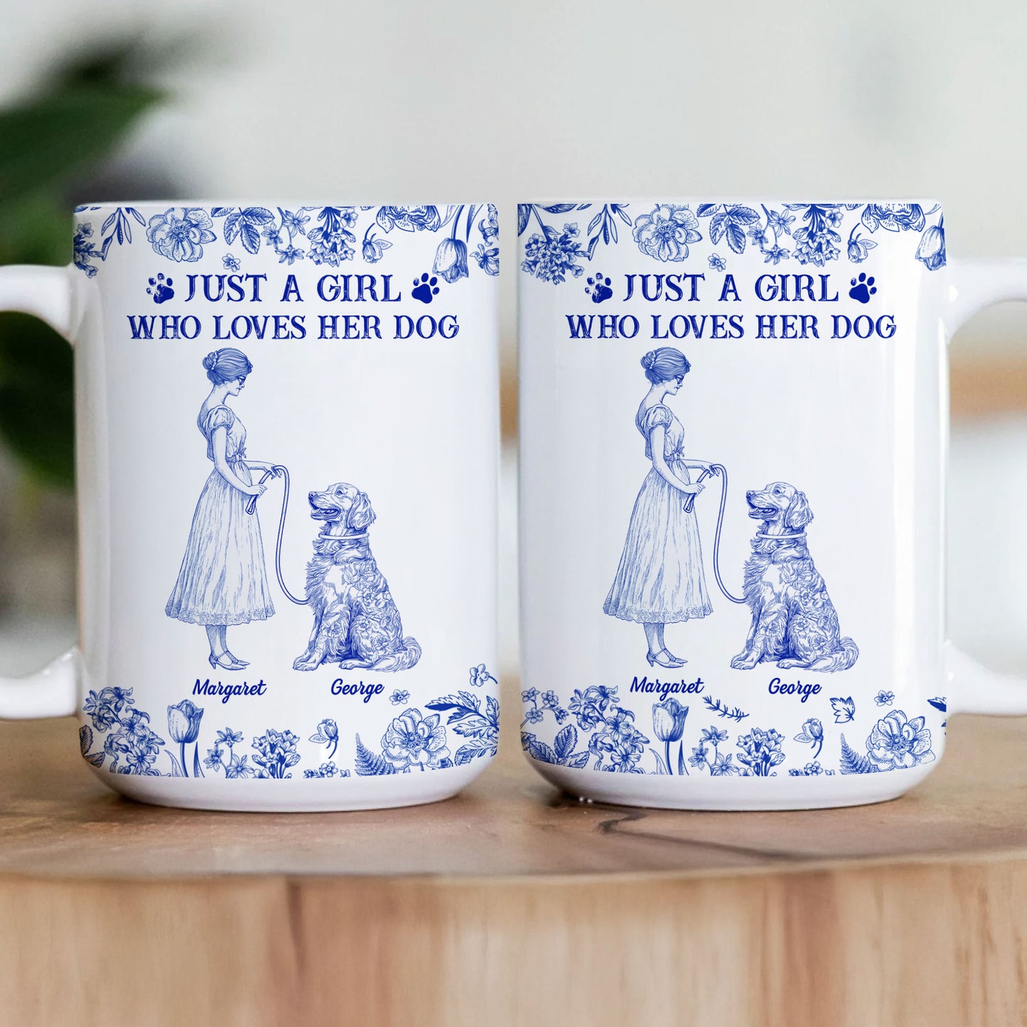 Just A Girl Who Loves Her Dogs Toile De Jouy - Personalized Mug