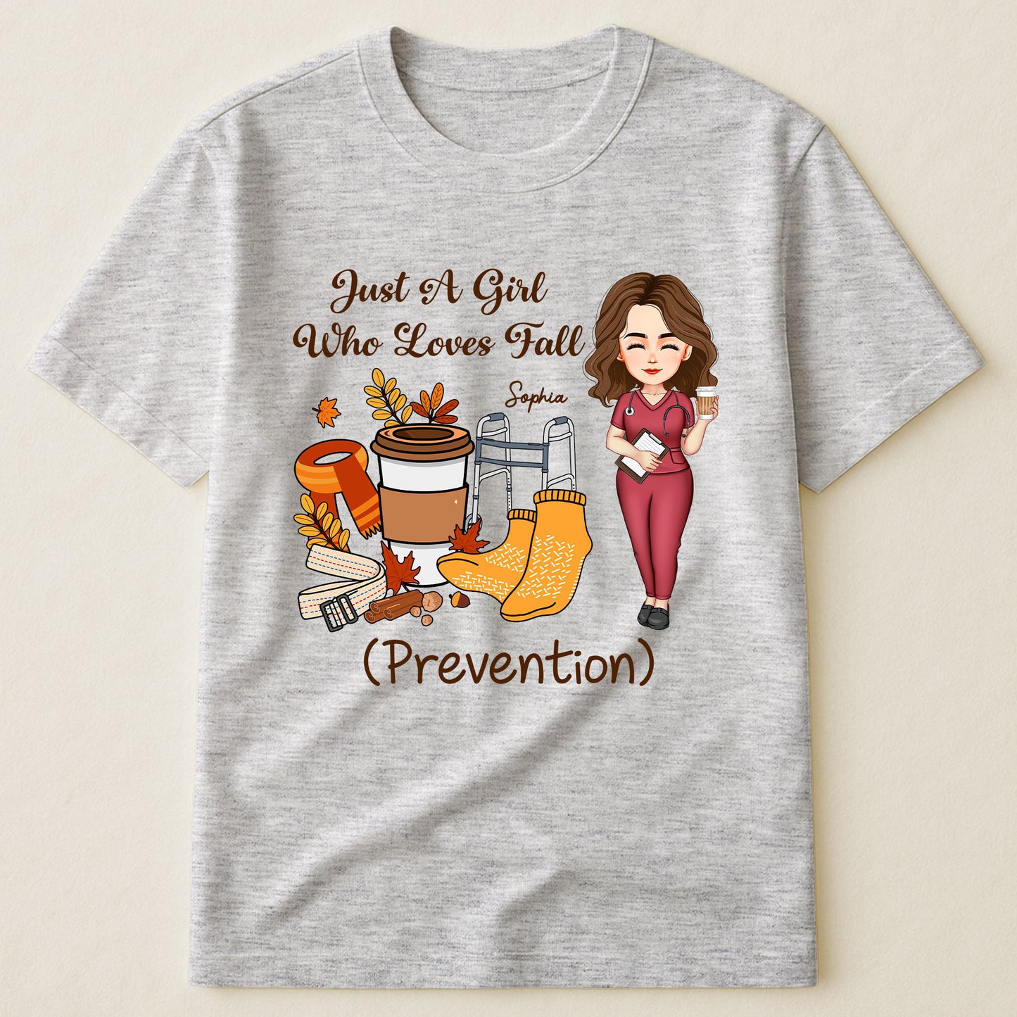 Just A Girl Who Loves Fall Prevention Nurse Autumn Gift - Personalized Shirt