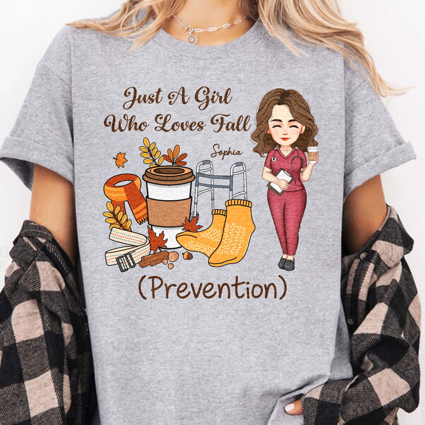 Just A Girl Who Loves Fall Prevention Nurse Autumn Gift - Personalized Shirt