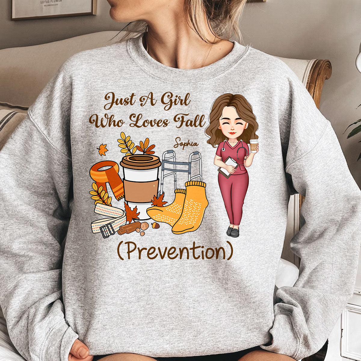 Just A Girl Who Loves Fall Prevention Nurse Autumn Gift - Personalized Shirt