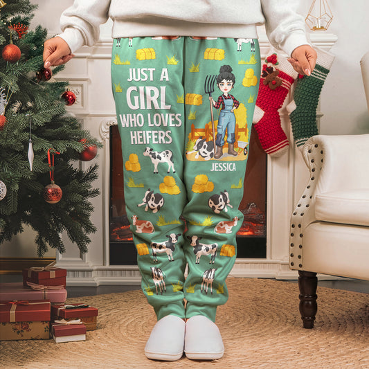 Just A Girl Who Loves Heifers - Personalized Sweatpants