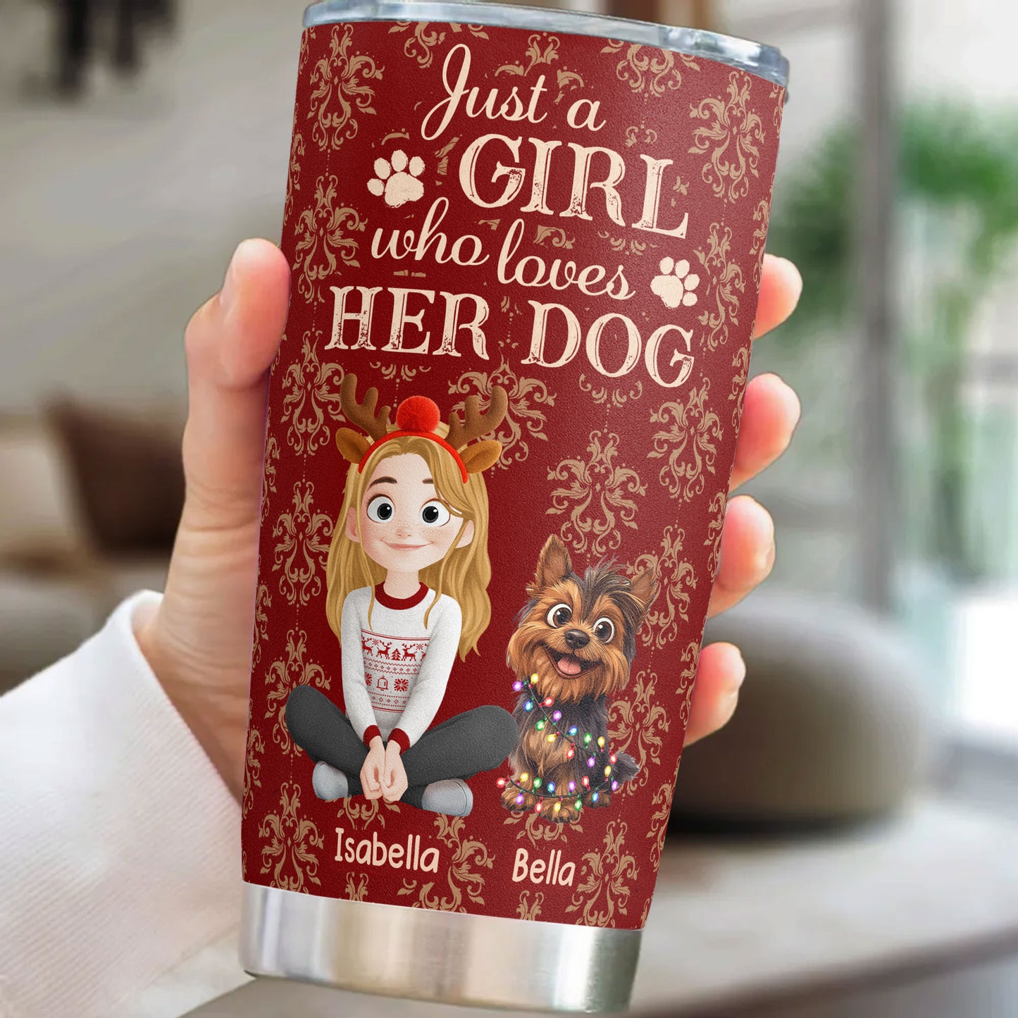 Just A Girl Who Loves Her Dog - Personalized Tumbler Cup