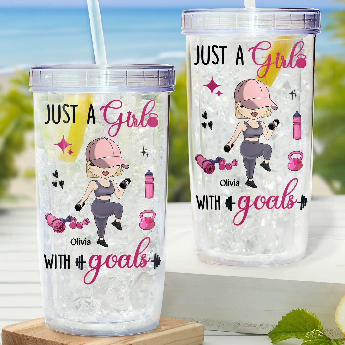 Just A Girl With Goals - Personalized Acrylic Tumbler With Straw
