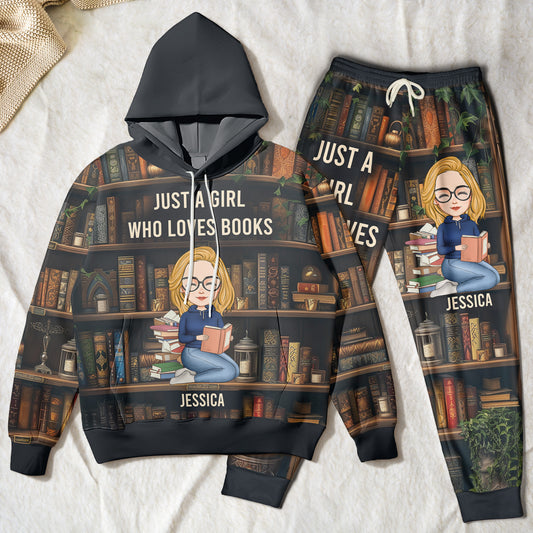 Just A Girl, Boy Who Loves Books - Personalized Hoodie and Sweatpants Set