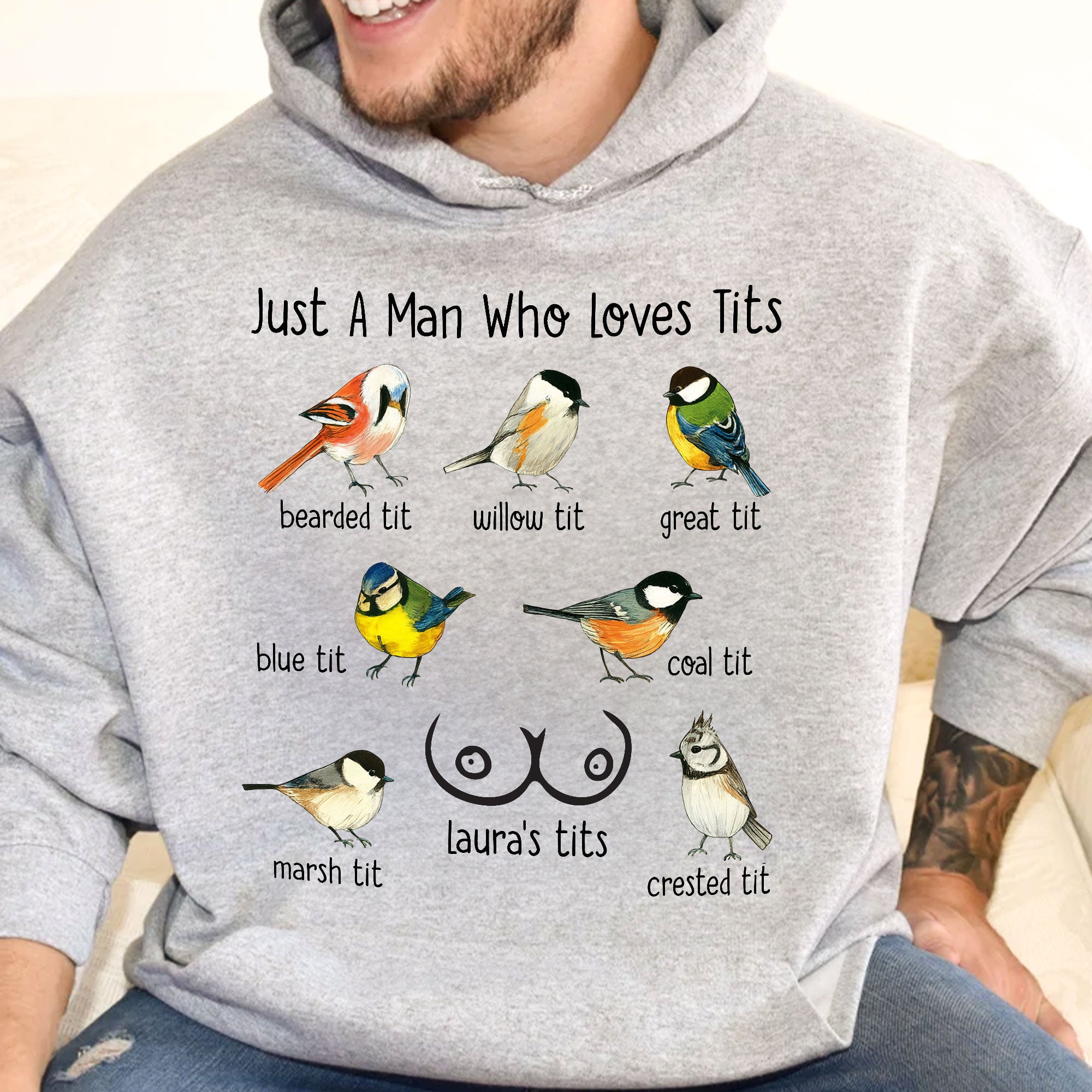 Just A Man Who Loves Tits - Naughty Gifts For Him, Husband, Bf - Personalized Shirt