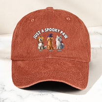 Just A Spooky Paw Halloween - Personalized Distressed Denim Cap