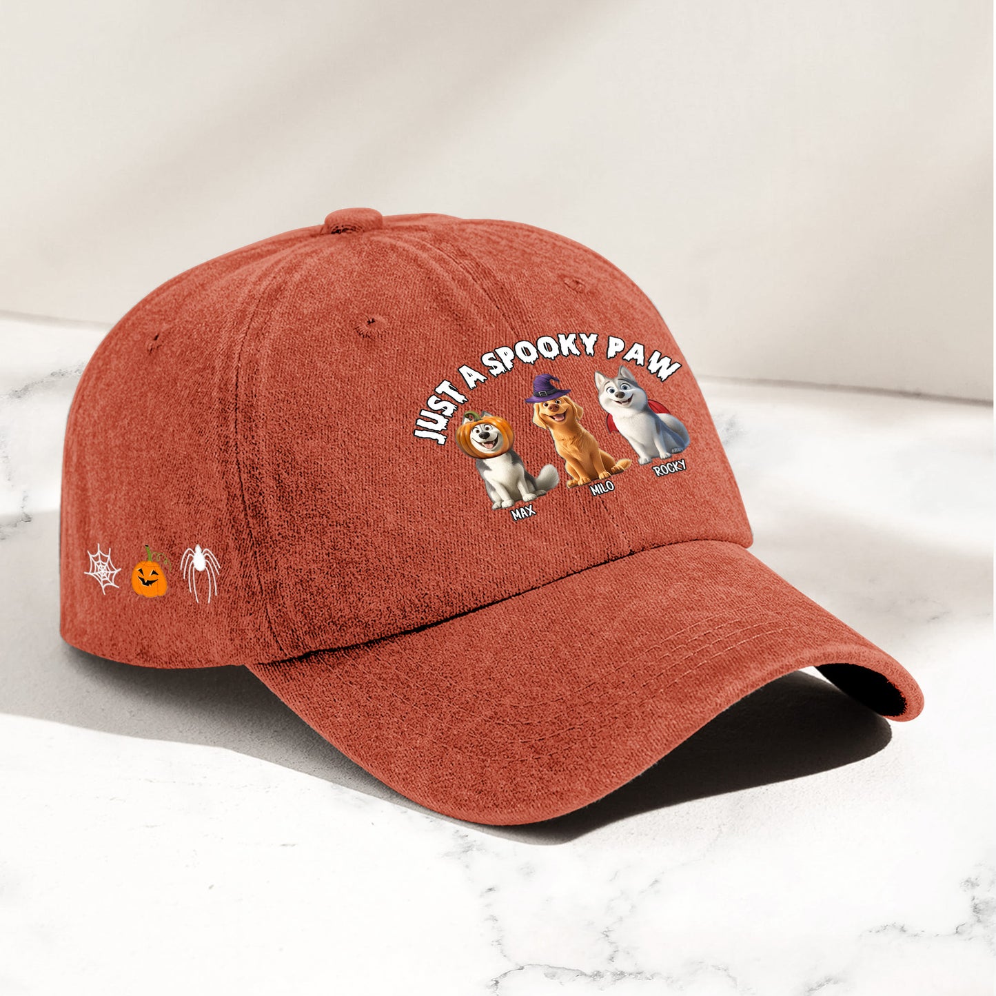 Just A Spooky Paw Halloween - Personalized Distressed Denim Cap