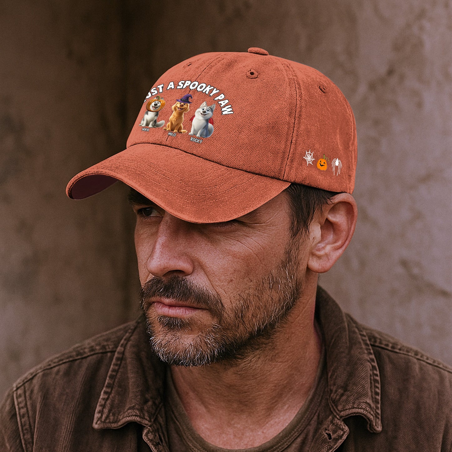 Just A Spooky Paw Halloween - Personalized Distressed Denim Cap