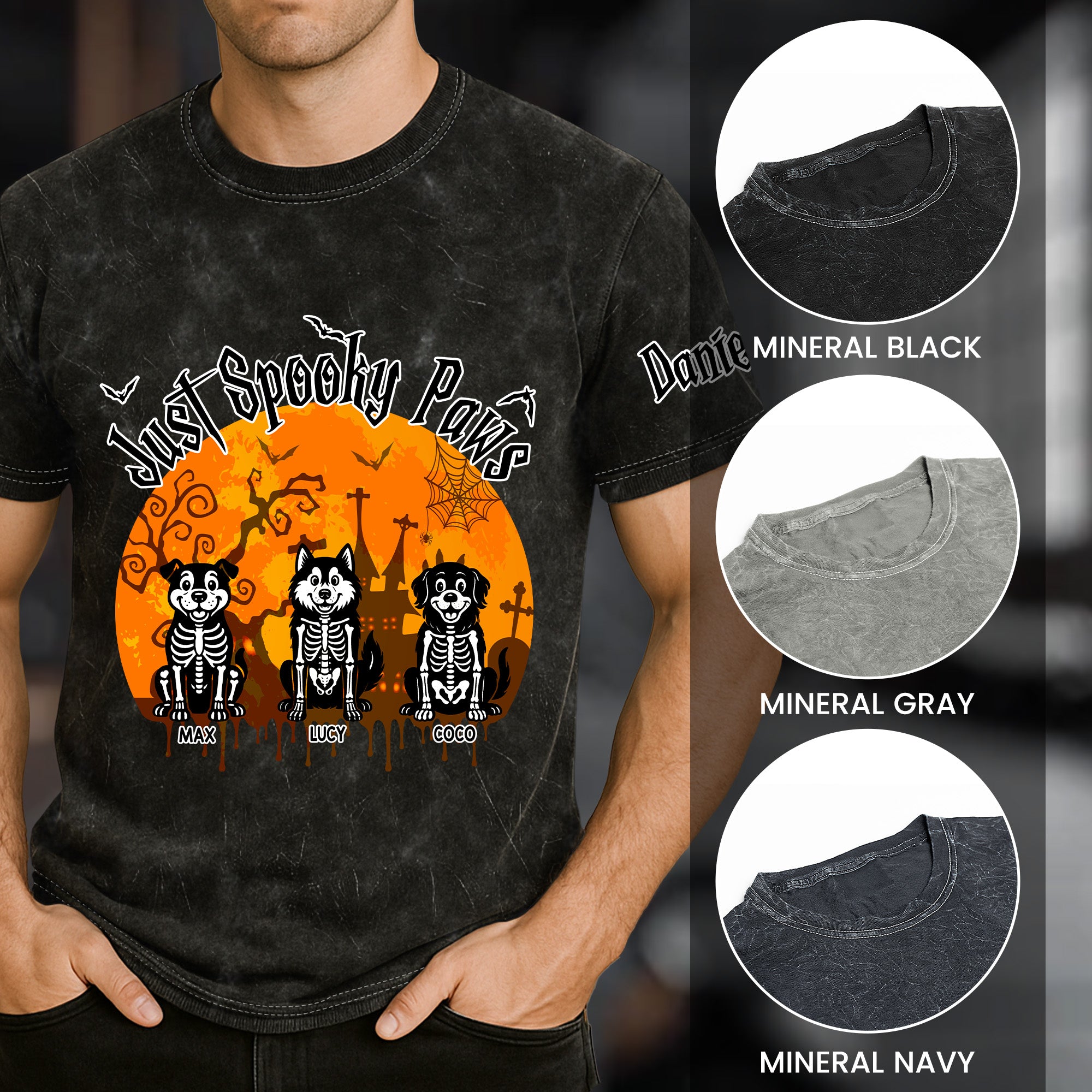 Just A Spooky Paw - Personalized Acid Wash T‑Shirt