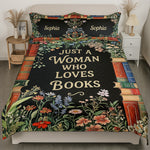 Just A Woman Who Loves Books - Book Lovers Bedding Decor - Custom Quilt Set