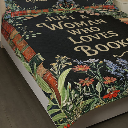 Just A Woman Who Loves Books - Book Lovers Bedding Decor - Custom Quilt Set